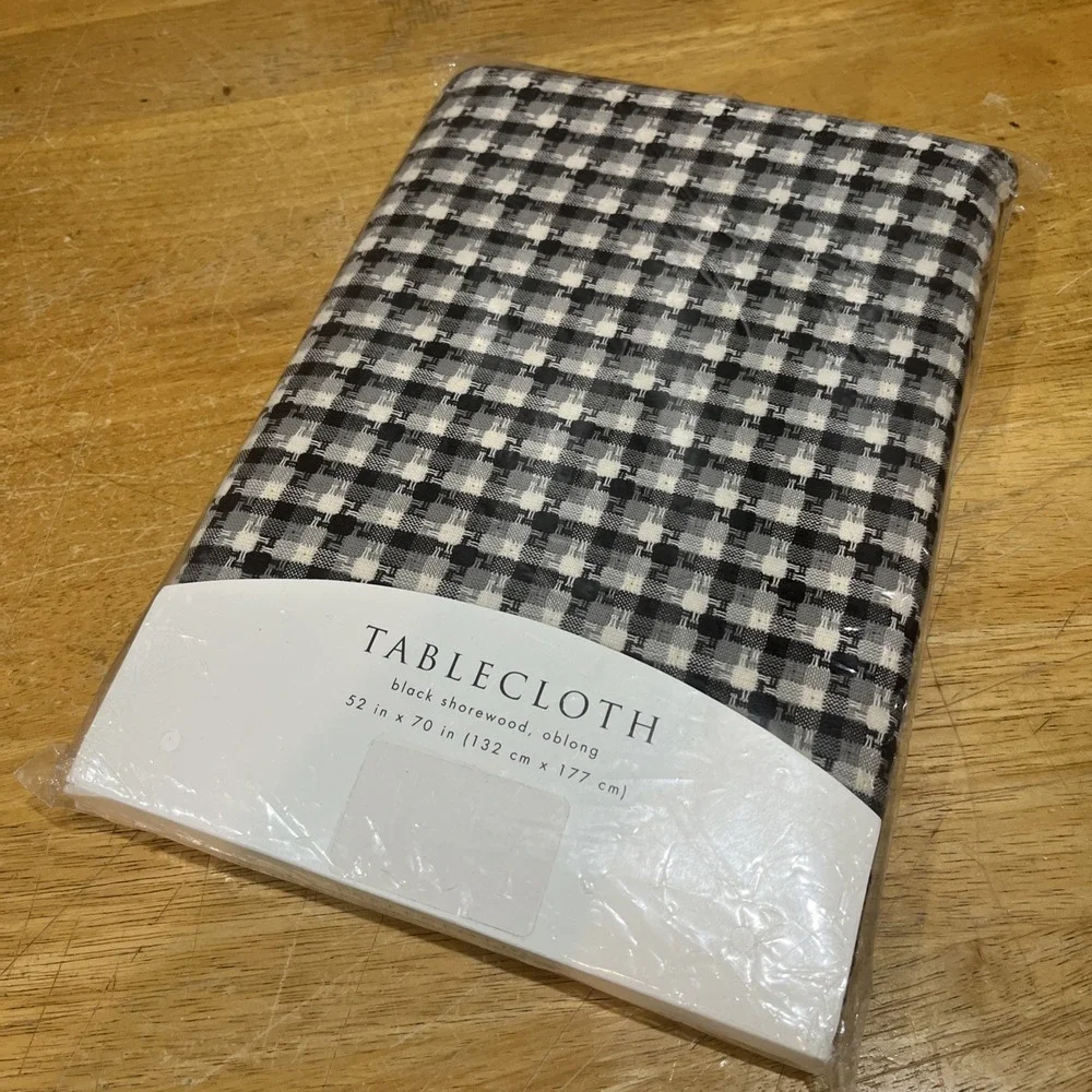 Vtg Louisville Saydah Homespun Black Check Fabric Tablecloth‎ 52x70
